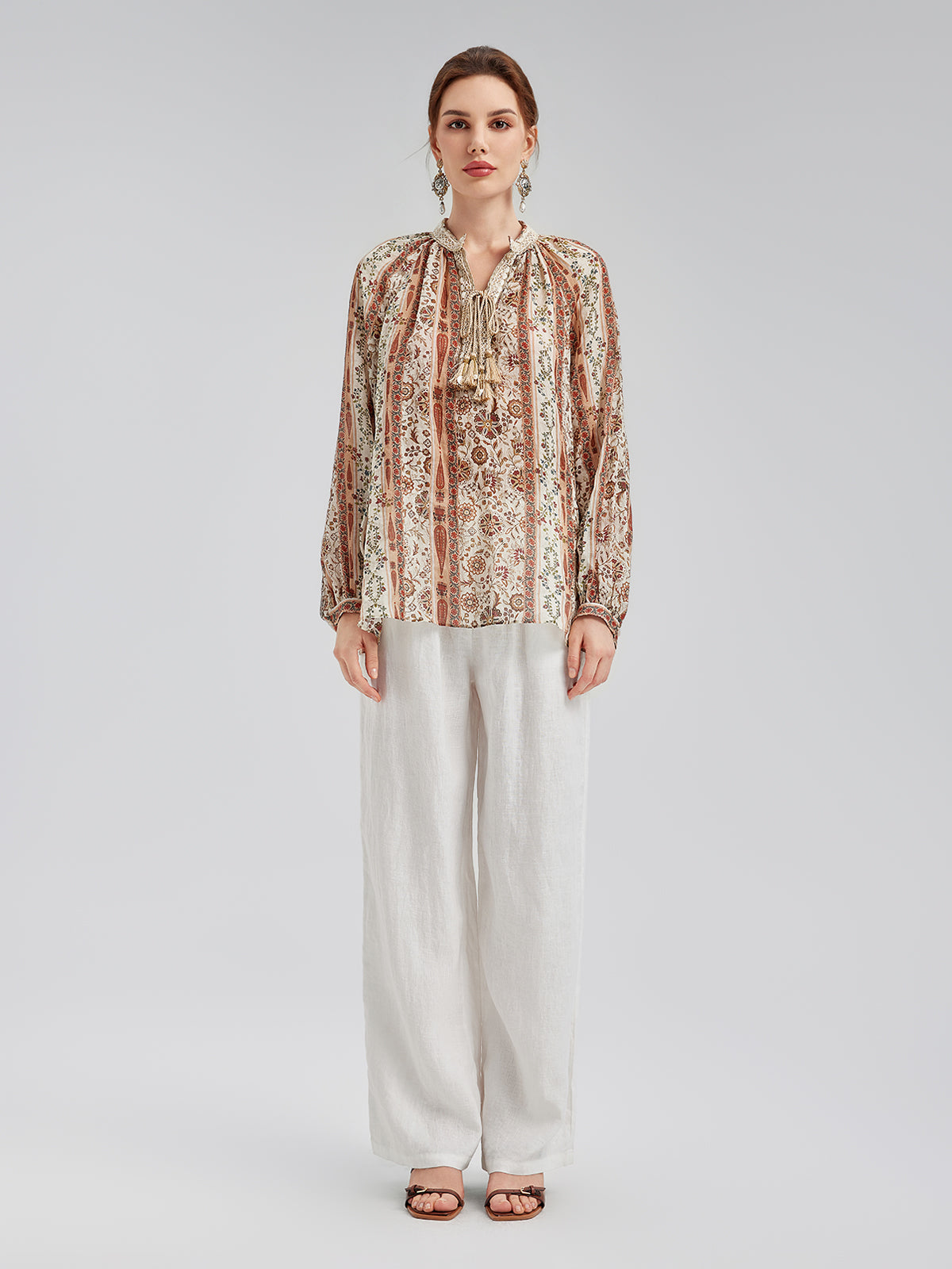 Final Sale | Breathable Ethnic Print Ramie Shirt