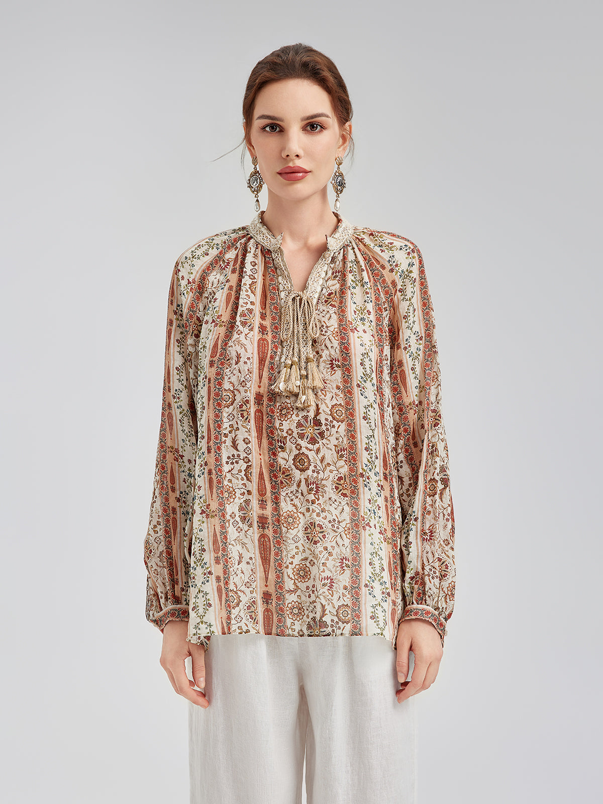 Final Sale | Breathable Ethnic Print Ramie Shirt