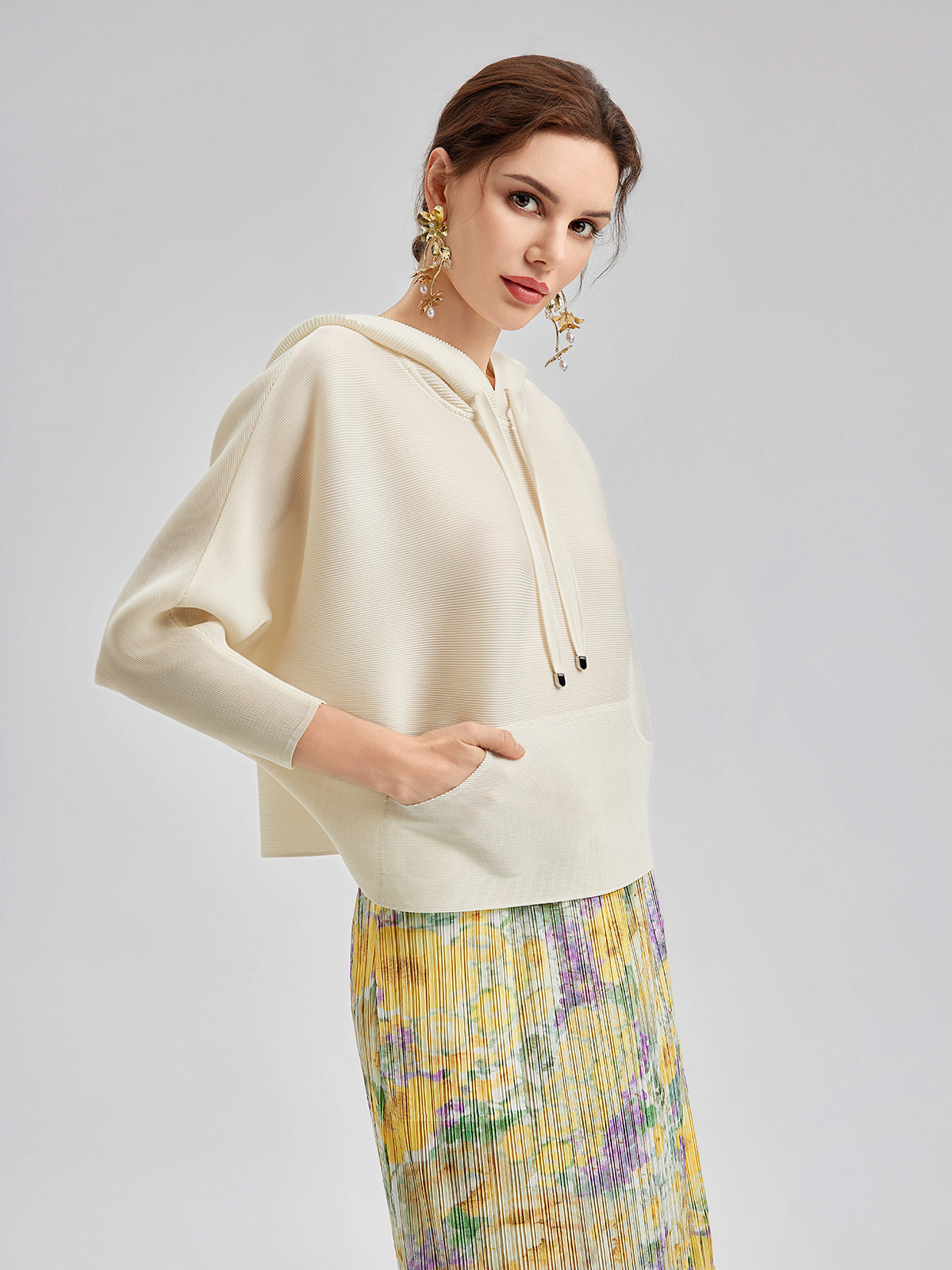 Final Sale | Pleated Hooded Casual Top