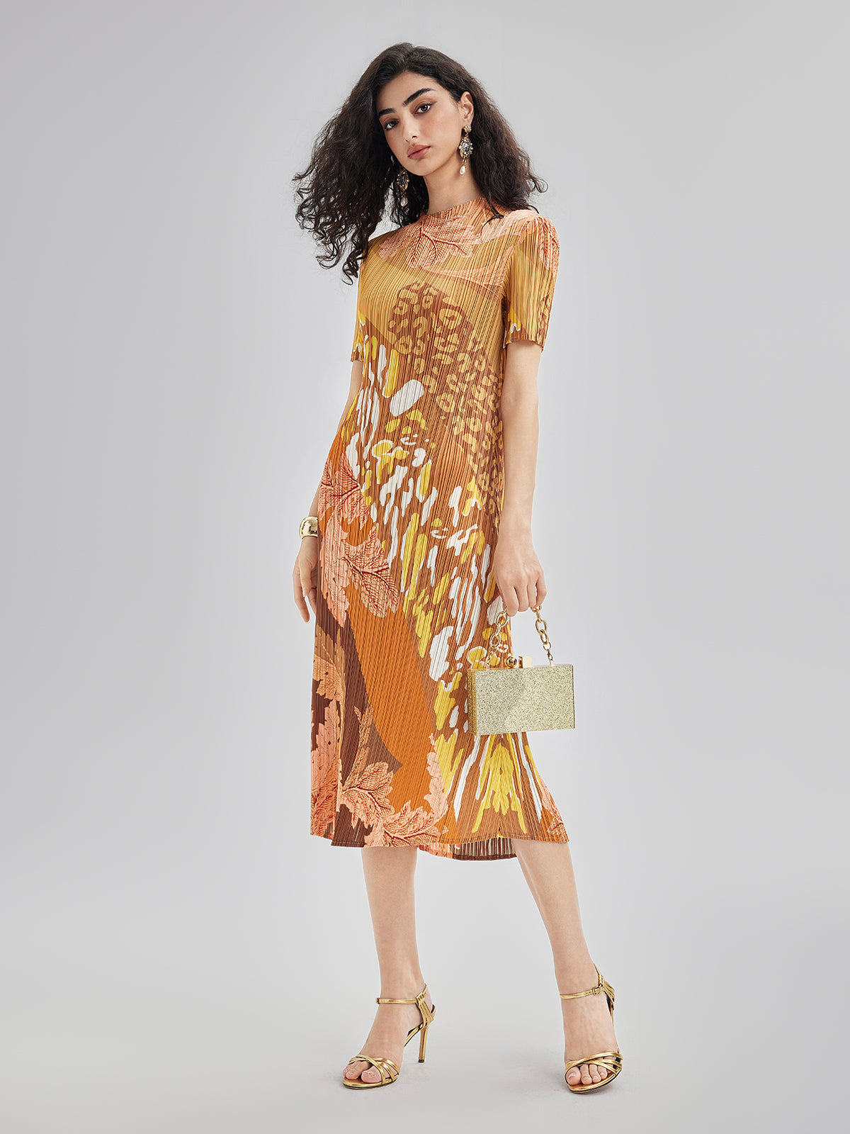Artistic Floral Print Pleated Dress Artistic Floral Print Pleated Dress