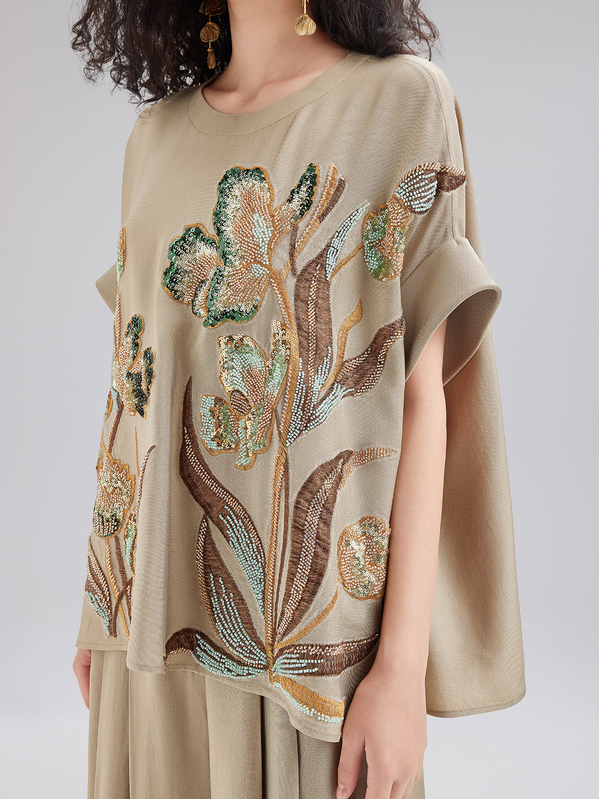 Final Sale | Vintage Hand-Beaded Appliqué Top