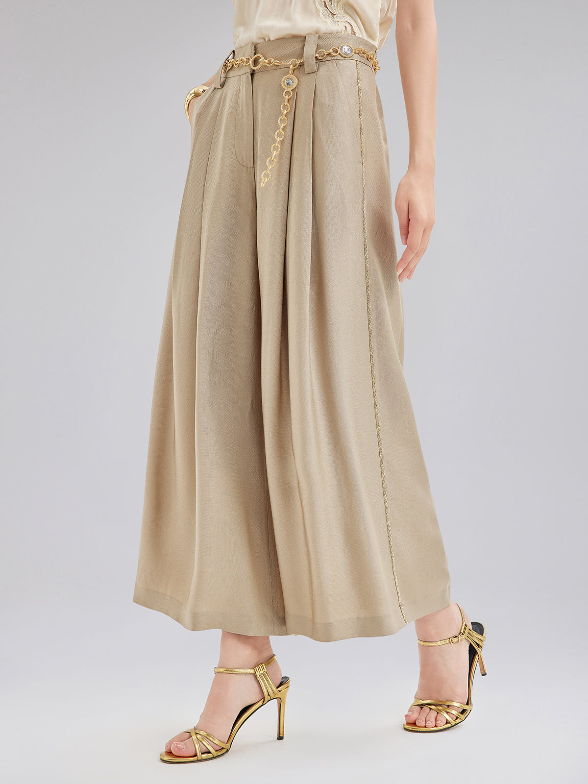 Final Sale | Vintage Metal-Chain Wide Pants
