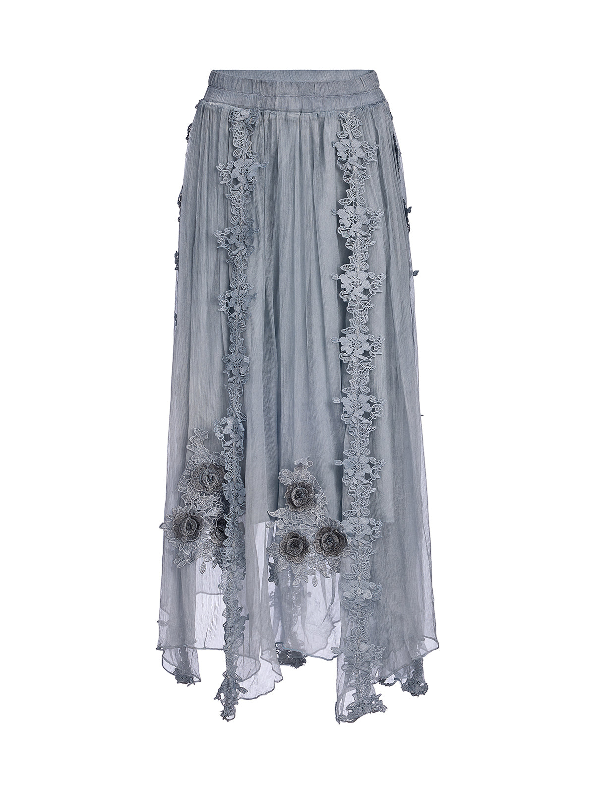 Elegant 3D Lace Dyed Silk Skirt