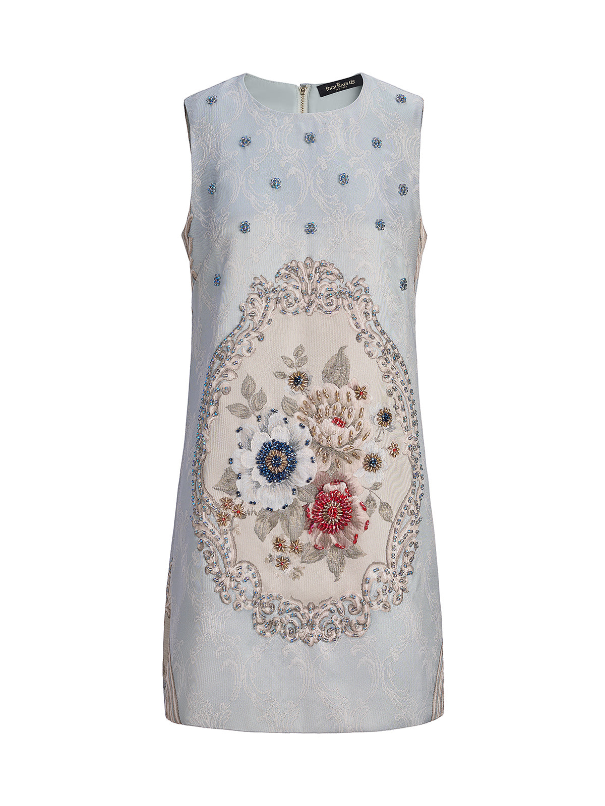 Hand-Sewn Beaded Floral Tank Dress
