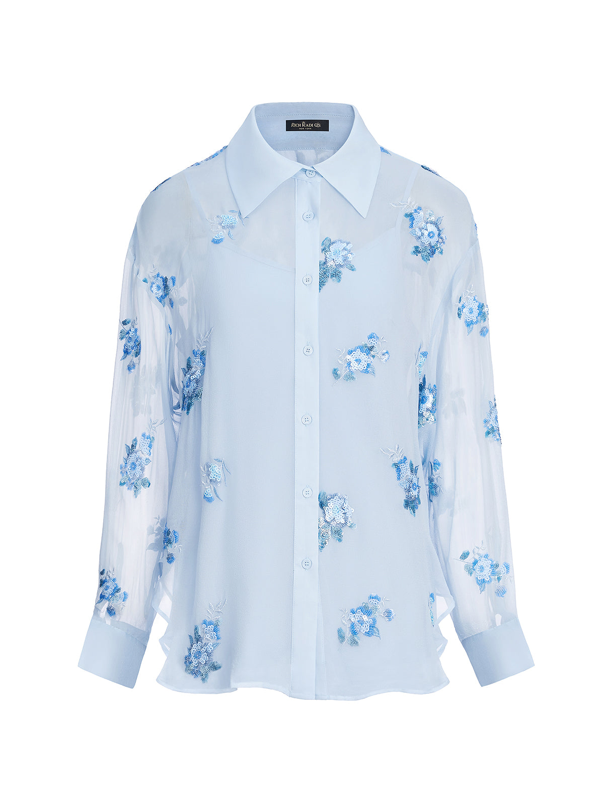 Silk Floral Embroidered Shirt