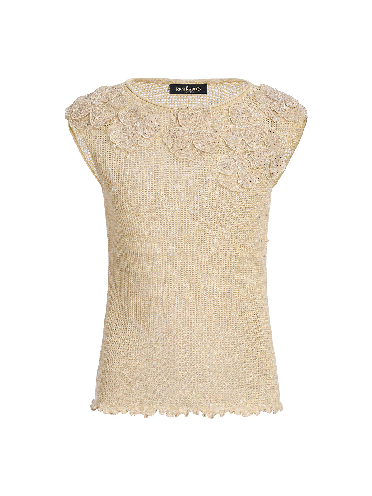 Hand-Lace Beaded Knit Top