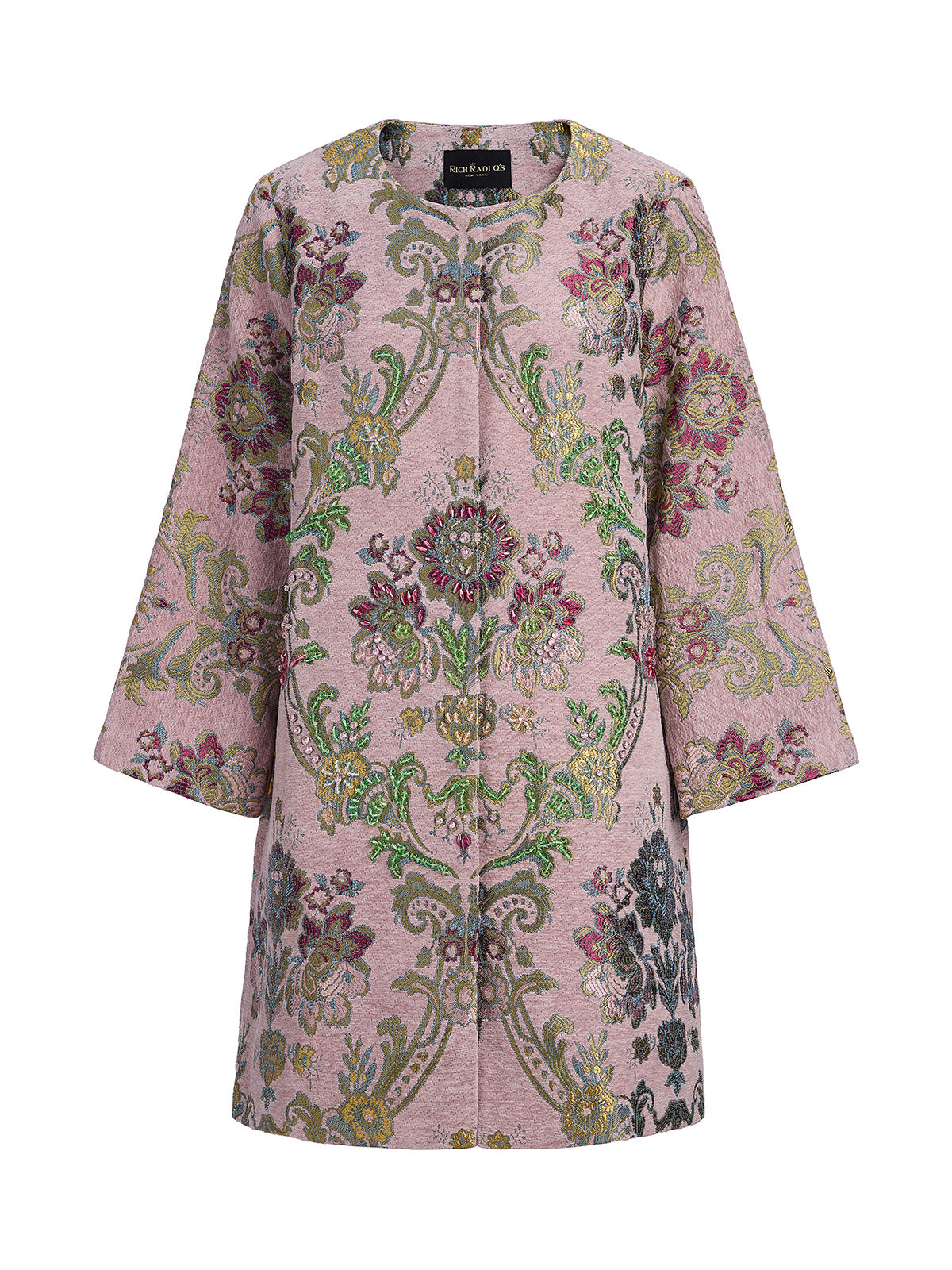 Hand-Beaded Embroidered Silk-Textured Jacket