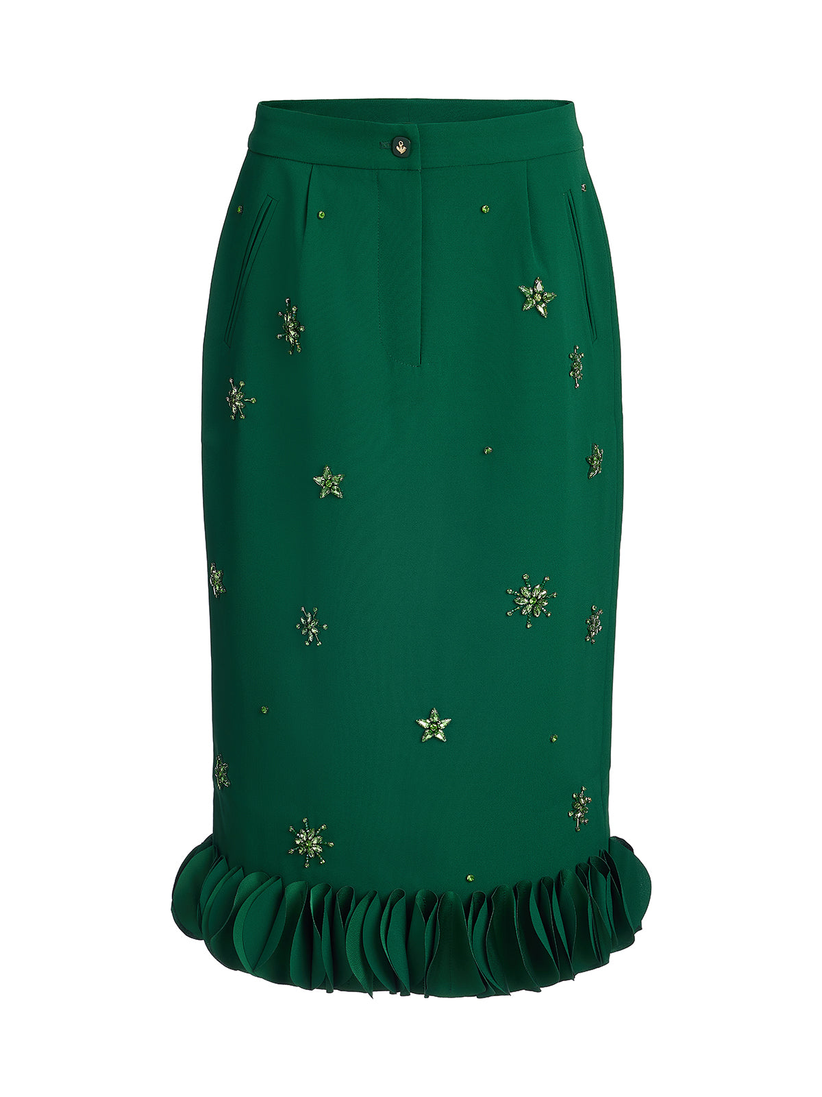 Hand-Beaded Layered Floral Trim Skirt