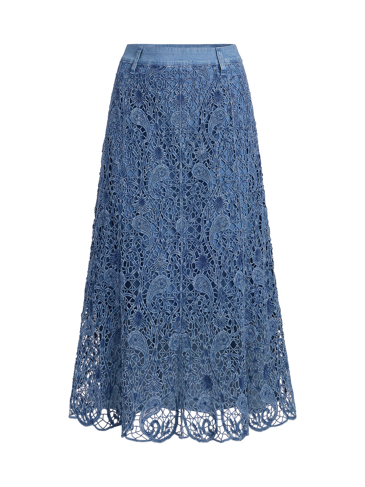 Paisley Embroidered Lace Cutout Mermaid Skirt