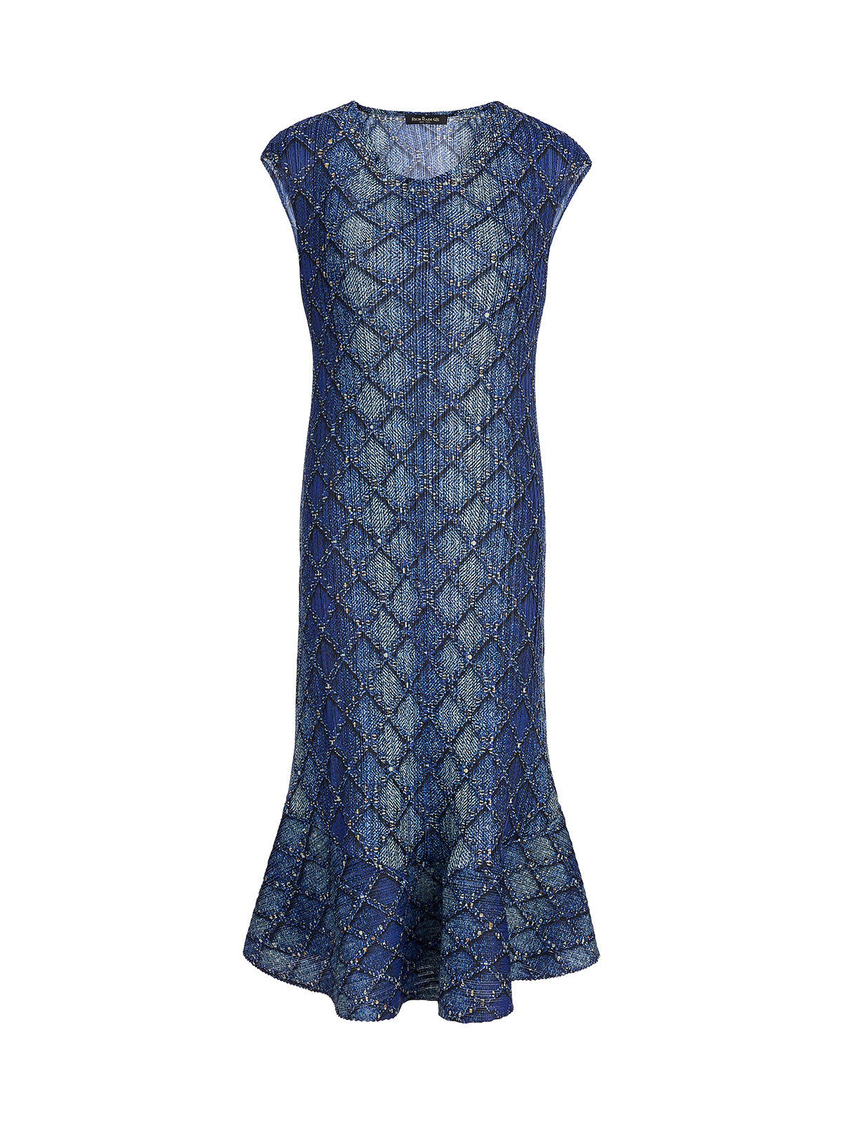 Pleated Diamond Print Mermaid Dress