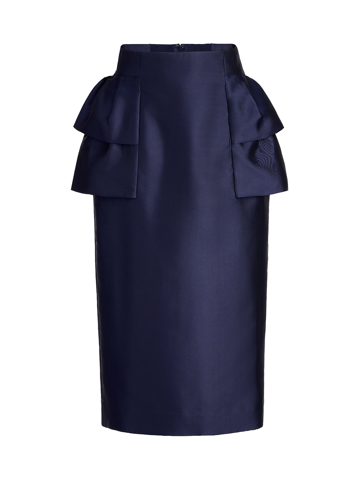 Silk Satin Ruffle-Trimmed Elastic-Waist Skirt
