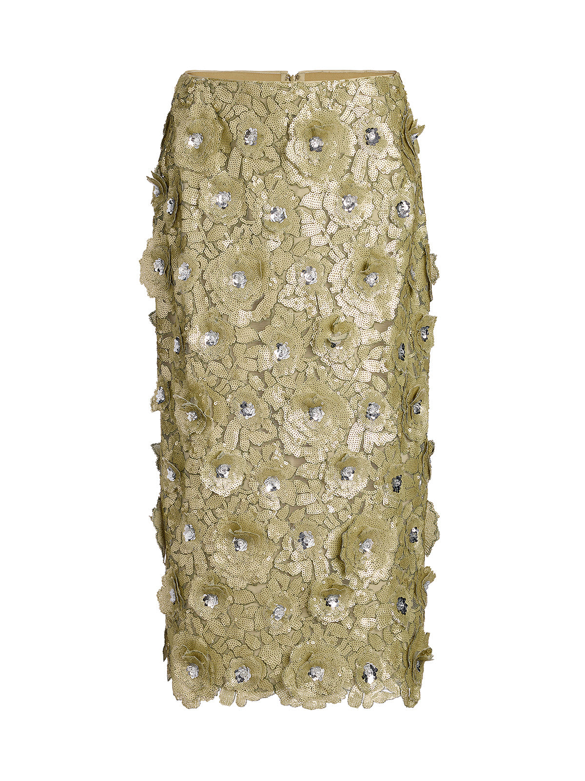 Allover Hand-Beaded Sequin Embroidered Floral Skirt