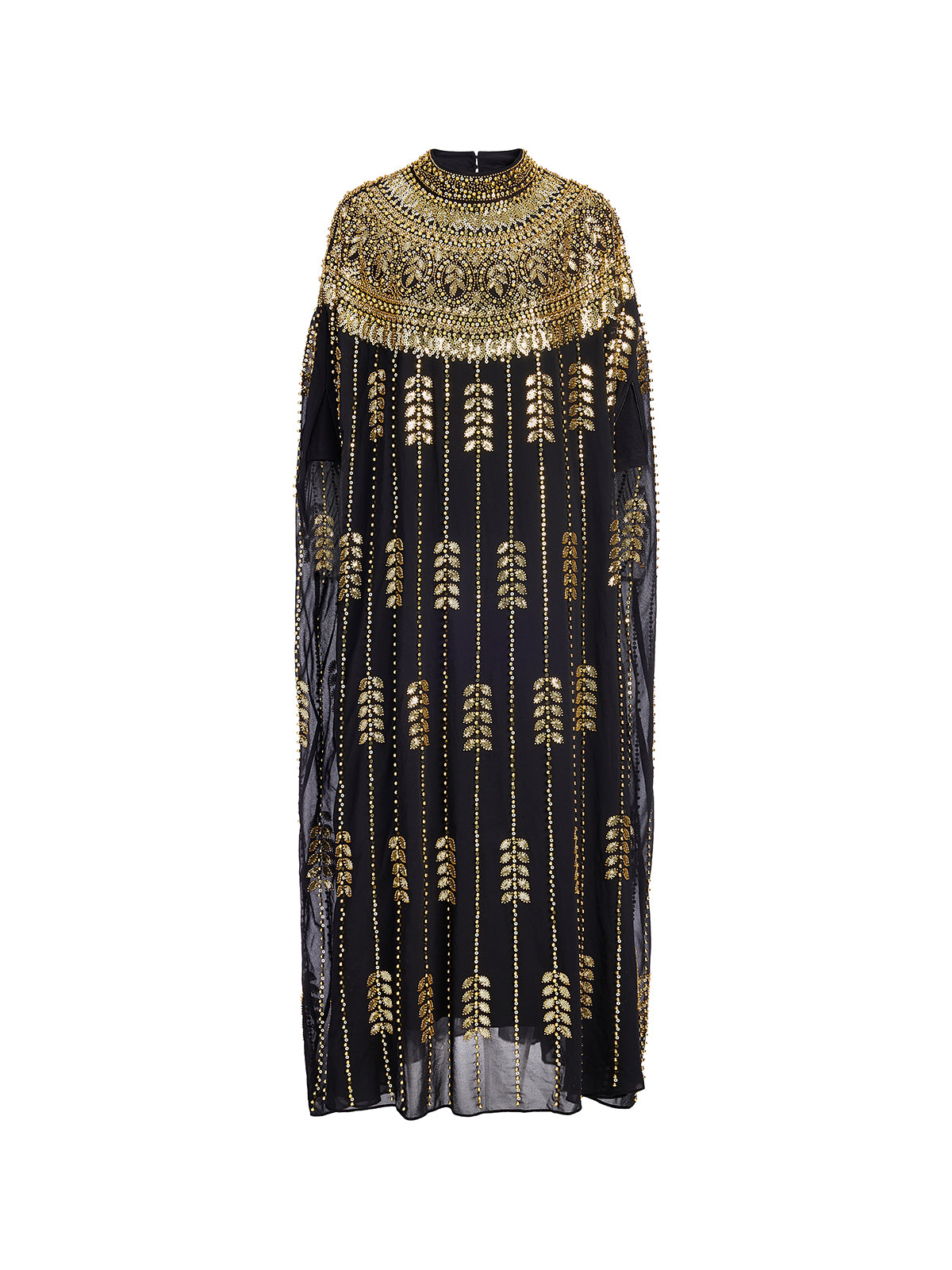 Hand-Beaded Rhinestone Cape Robe (Inner Wear Included)