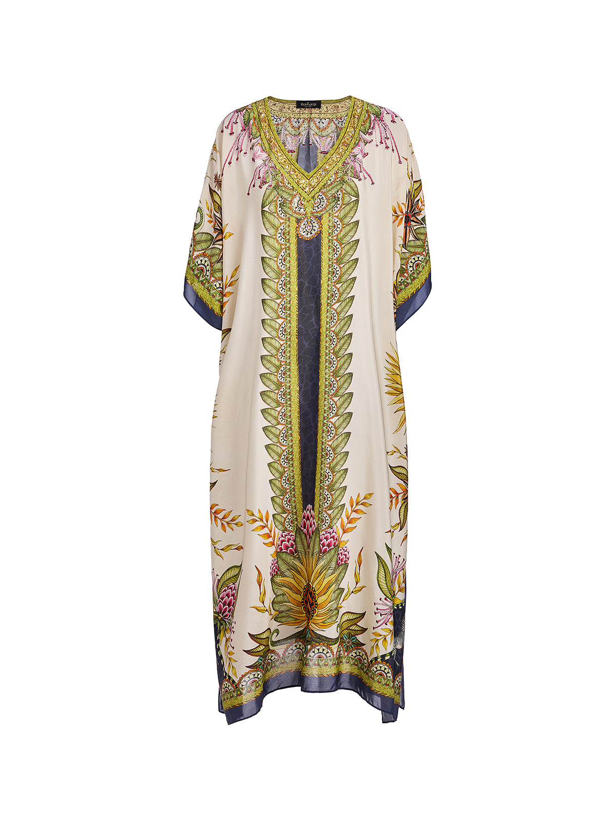 Silk Ethnic Totem Print Batwing Robe Dress