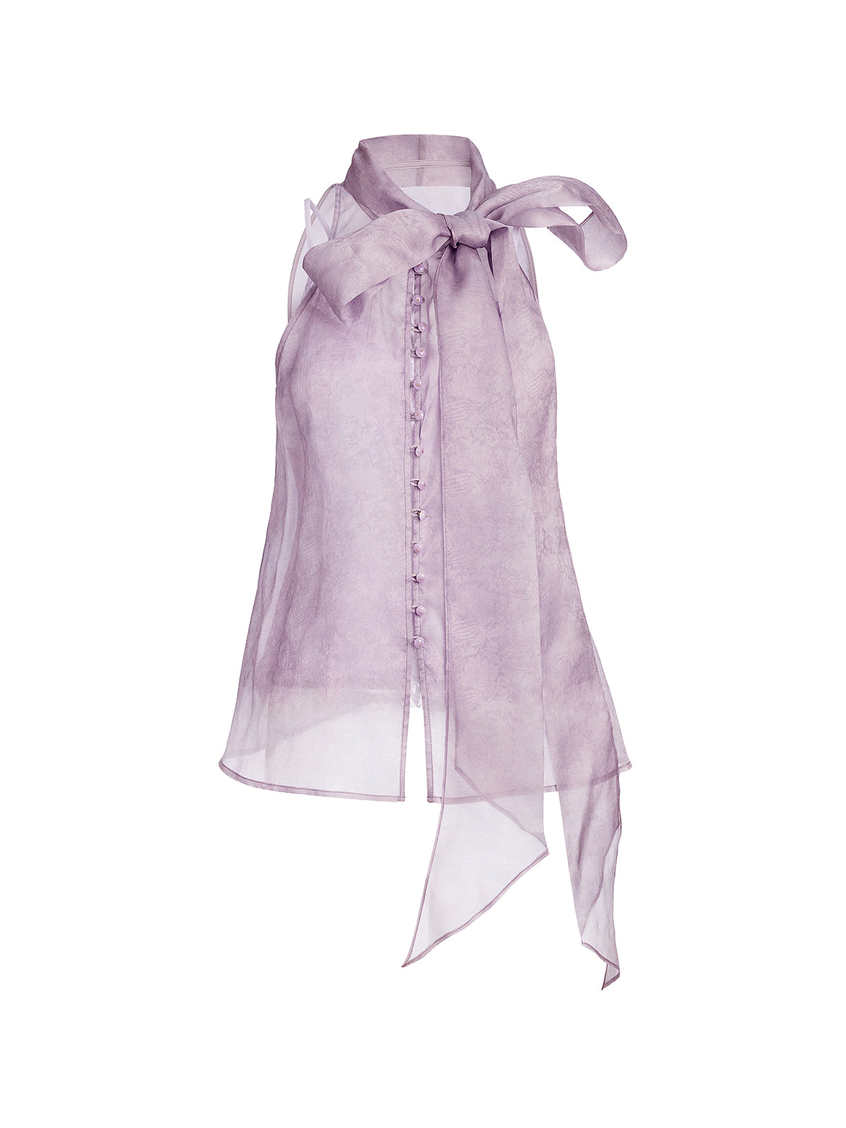 Mulberry Silk Tie-Neck Sleeveless Top (Camisole Included)