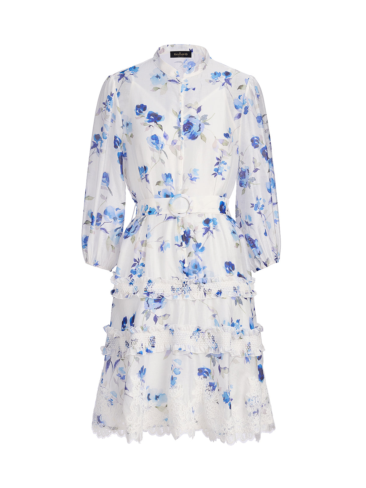 Linen Printed Lace Panel Dress