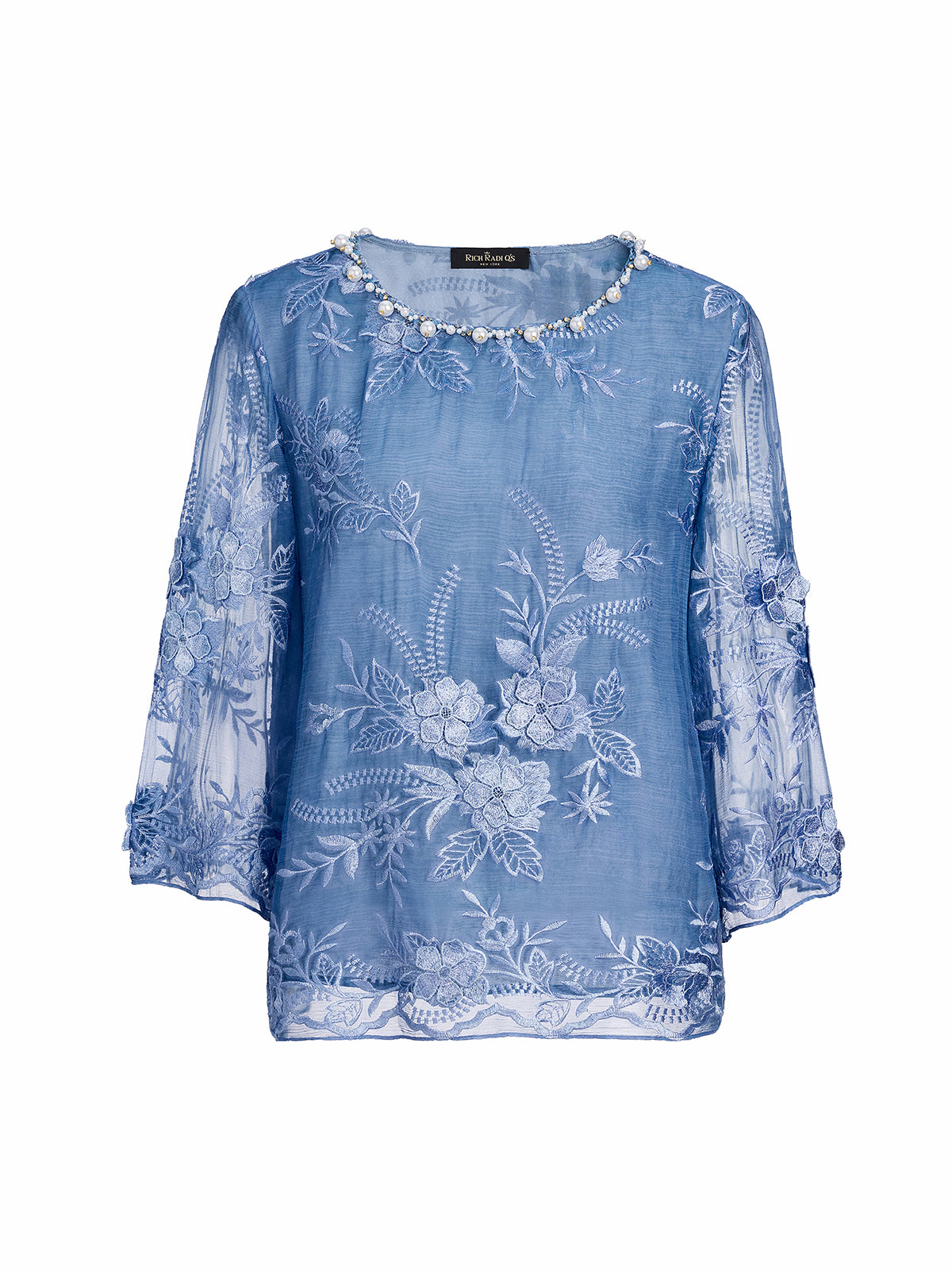 Mulberry Silk Embroidered Beaded Blouse