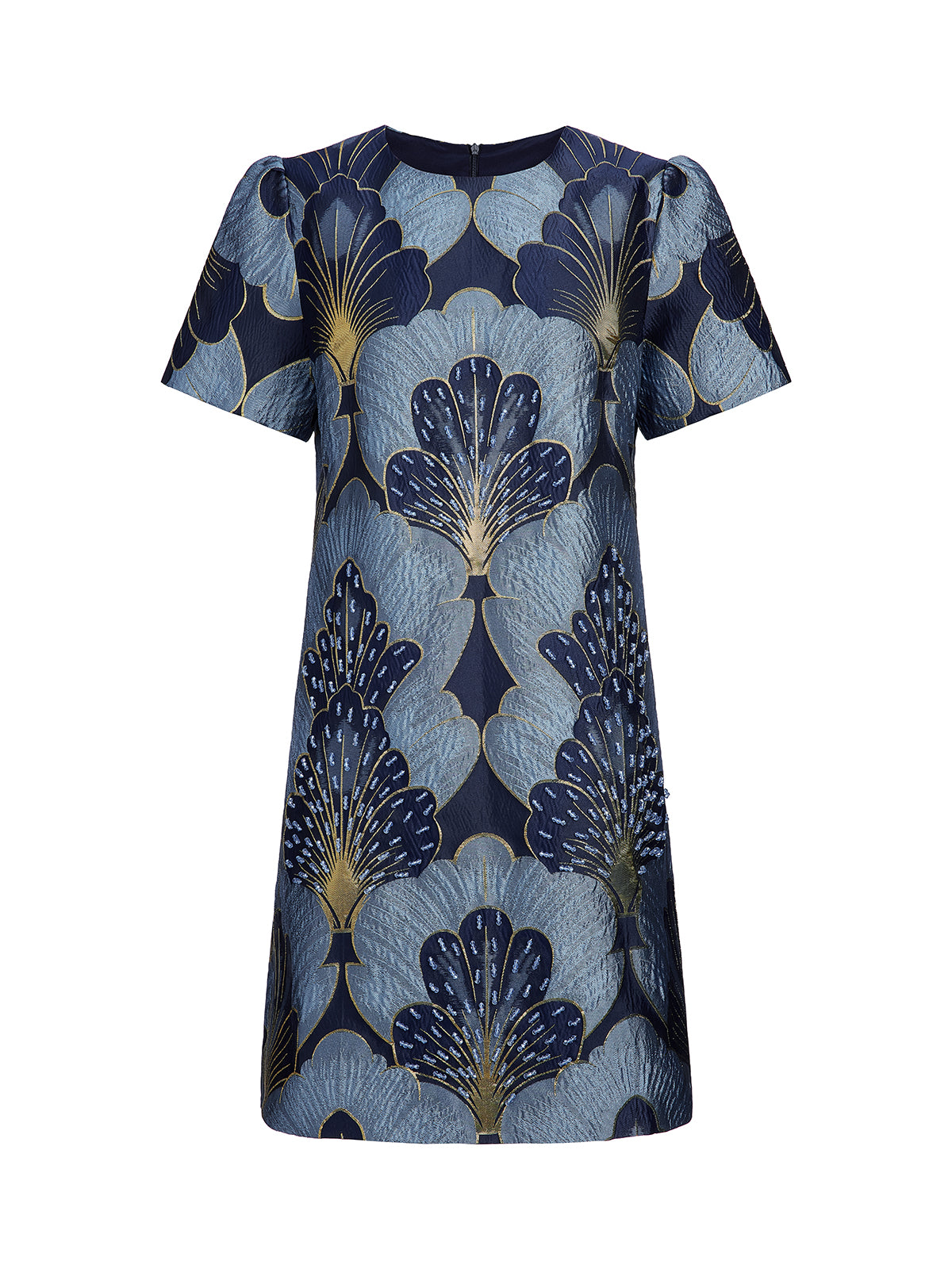 Jacquard Metallic Thread Beaded Dress
