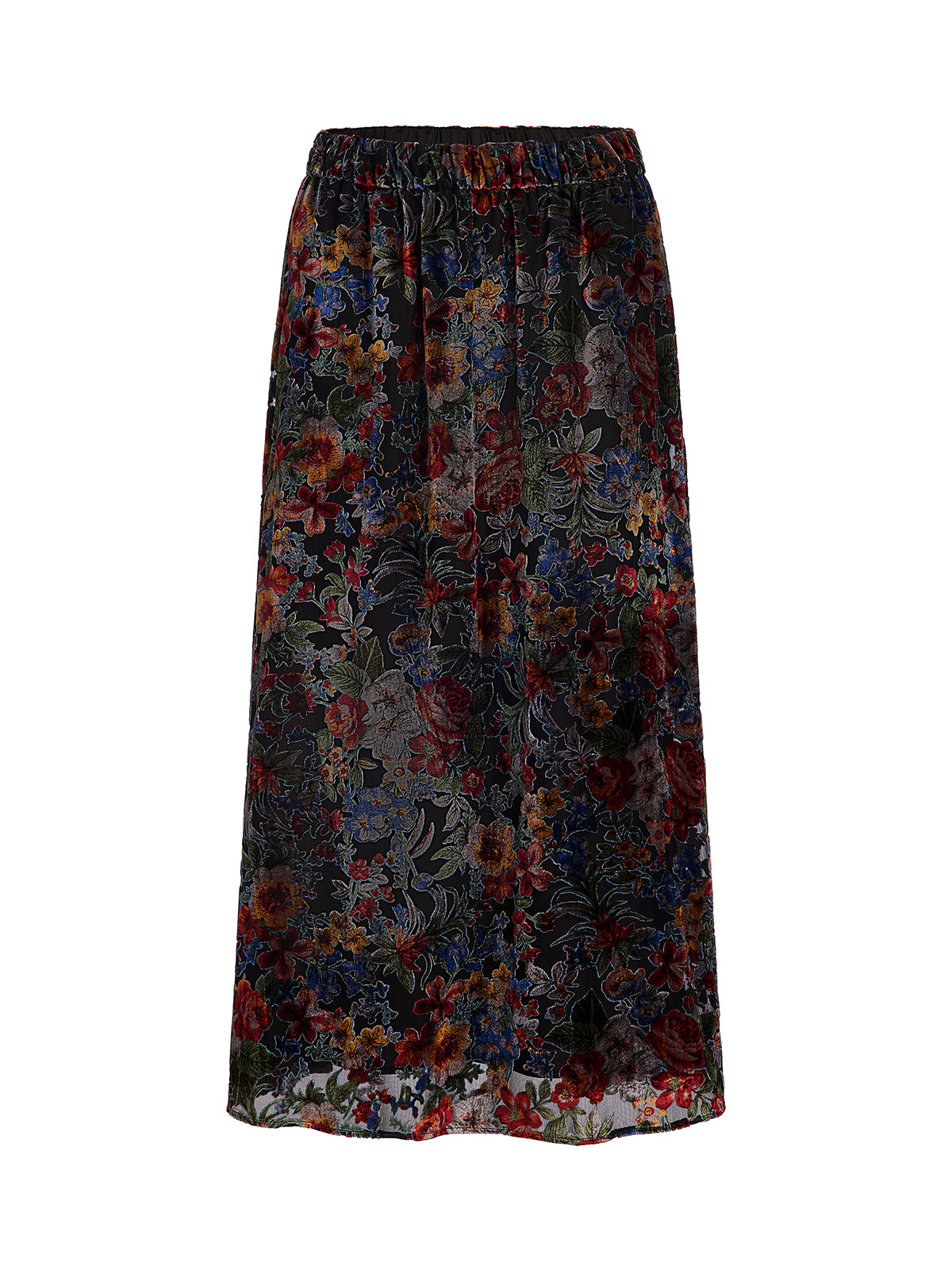 Burnout Velvet Floral A-Line Skirt