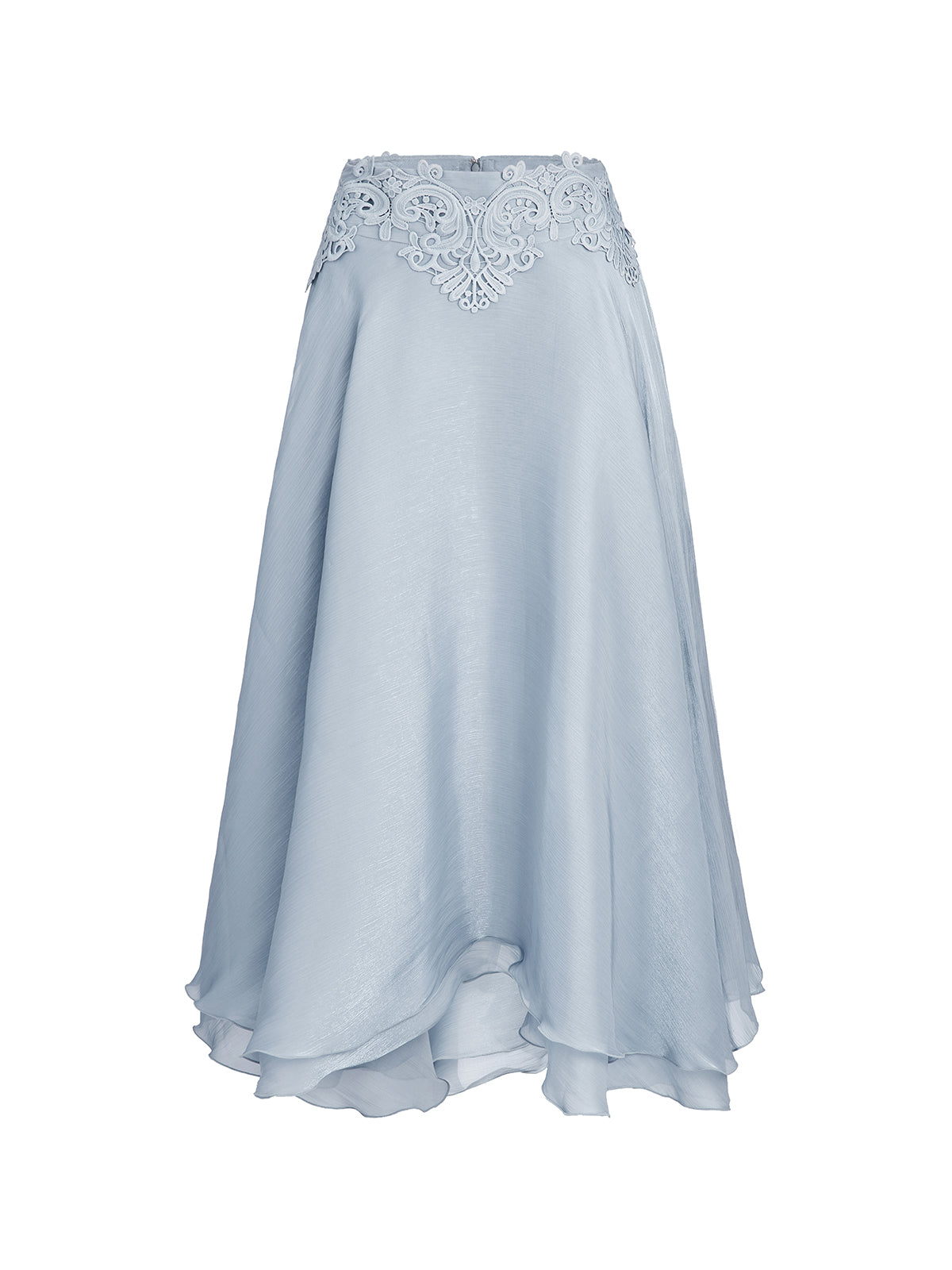 Pearlescent Organza Guipure Lace A-Line Skirt
