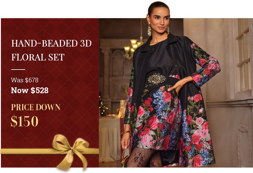 Hand-Beaded 3D Floral Set Offer -$150 OFF