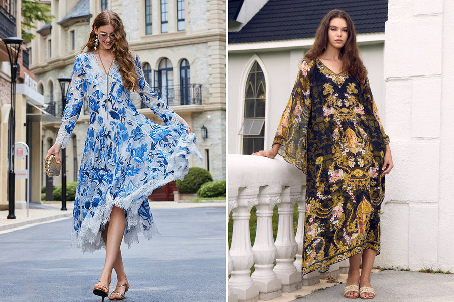 RichRadiQs floral kaftan dresses for elegant resort wear