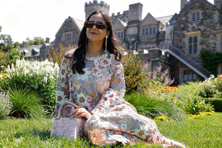 richradiqs floral lace midi dress for an outdoor garden bridal shower