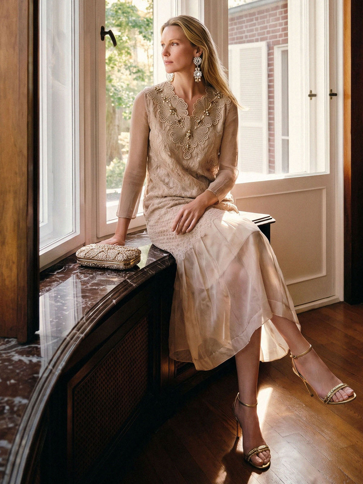 Pleated Organza Mermaid Dress