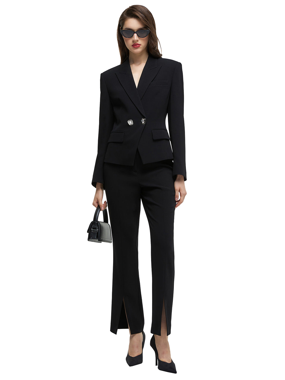 Textured Acetate S-shape Suit Jacket