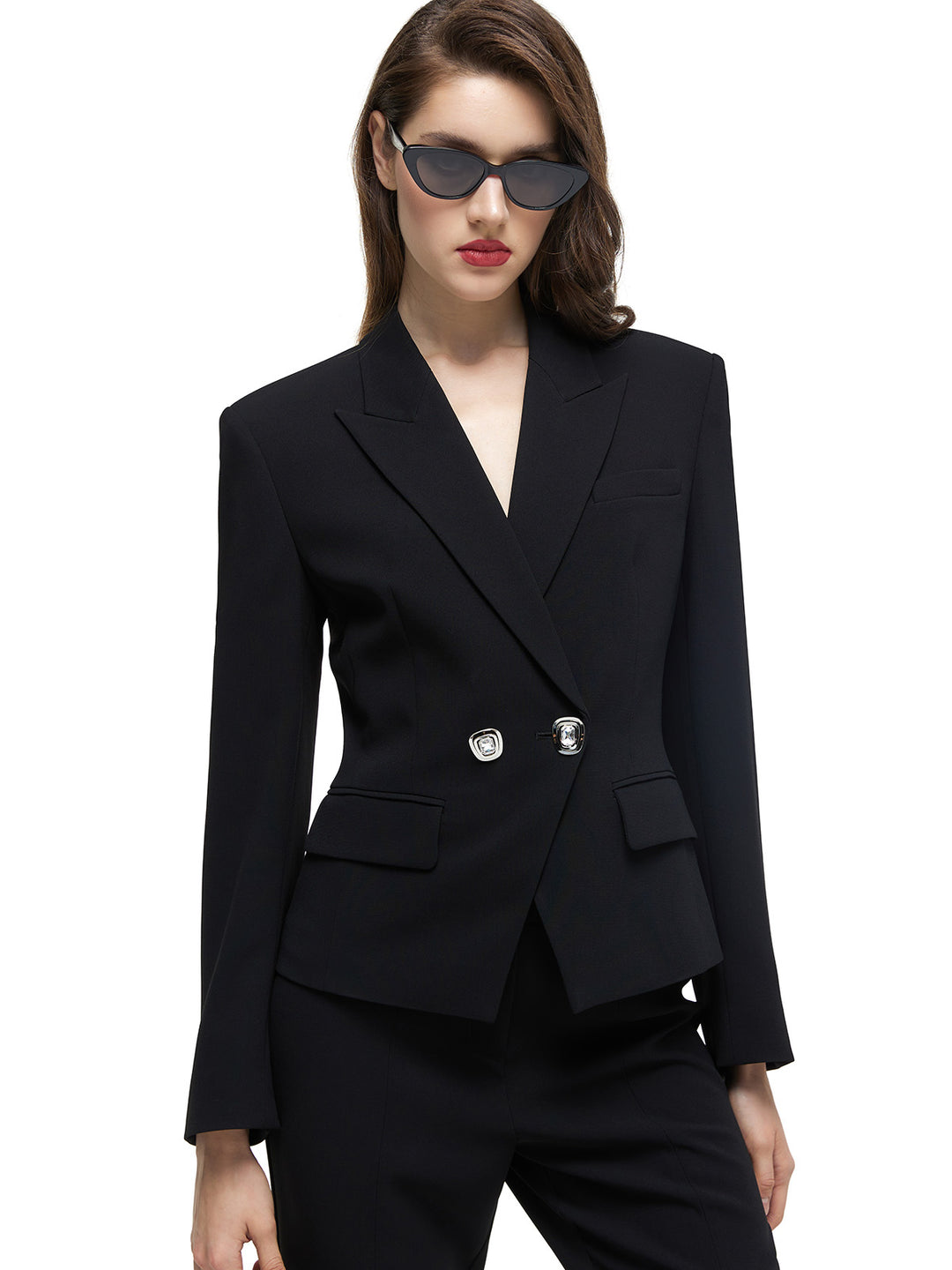 Textured Acetate S-shape Suit Jacket