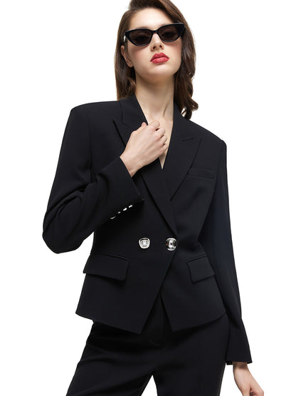 Textured Acetate S-shape Suit Jacket