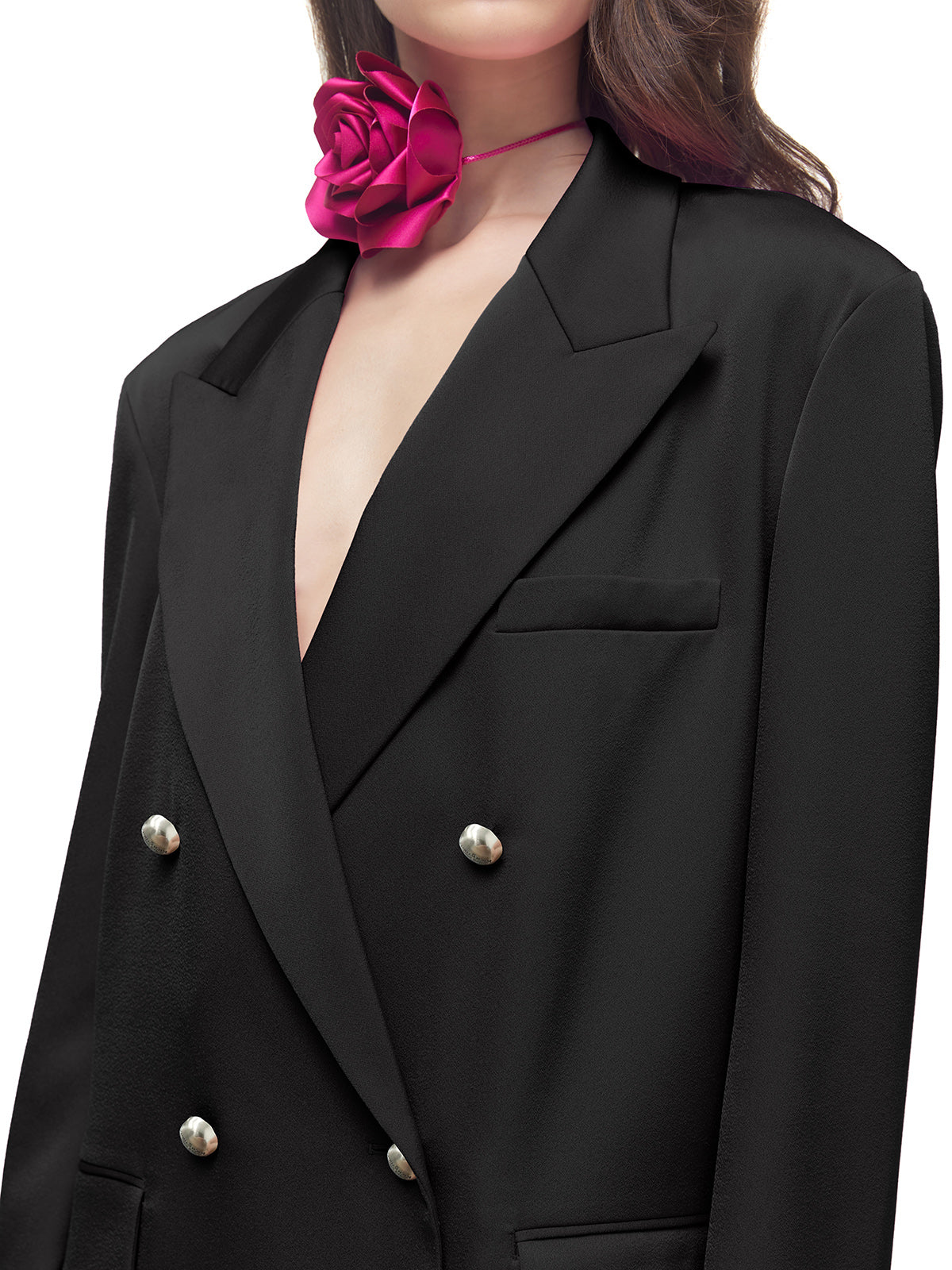 Satin Acetate Dropped Shoulder Suit Jacket