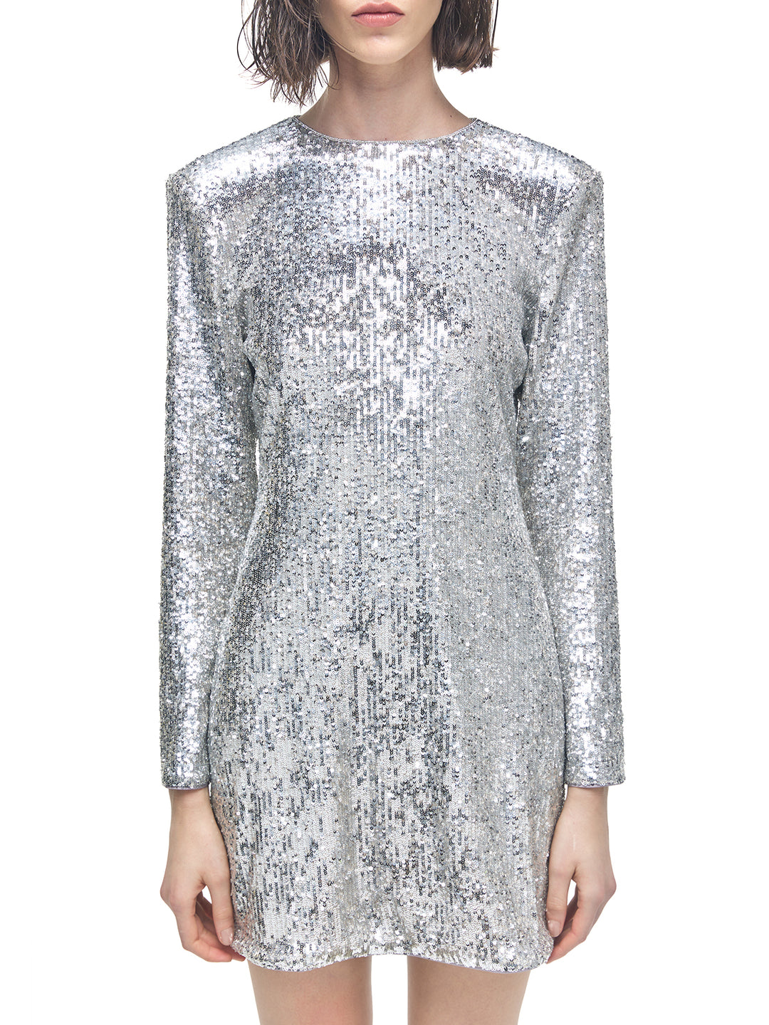 Three-dimensional Layered Sequined Backless Mini Dress