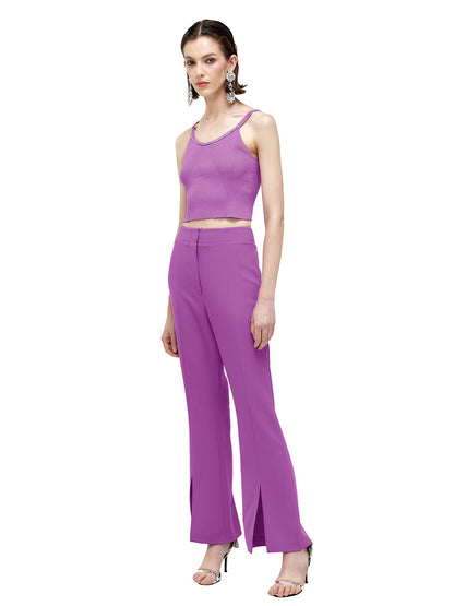 Front Slit Acetate Flared Pants