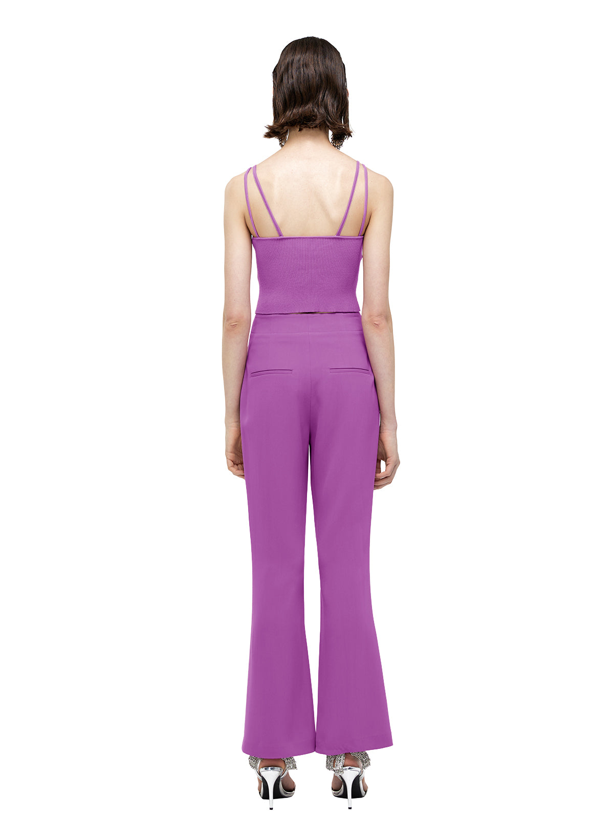 Front Slit Acetate Flared Pants