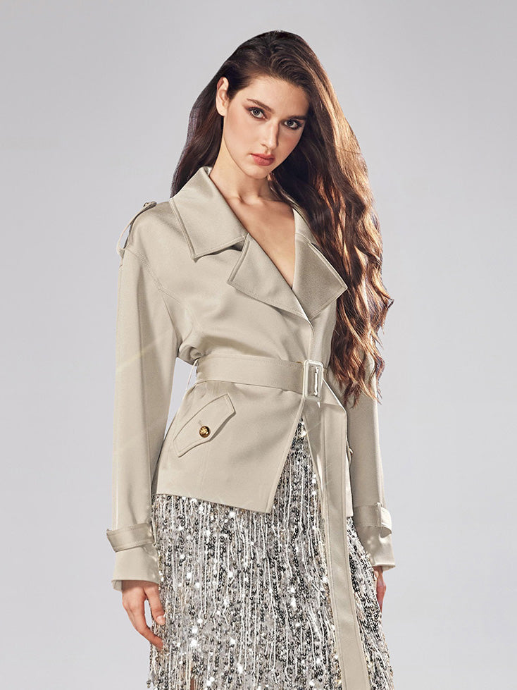 Satin Short Trench Coat