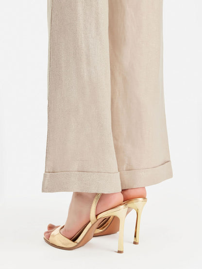 Minimalist Metallic Linen Pants