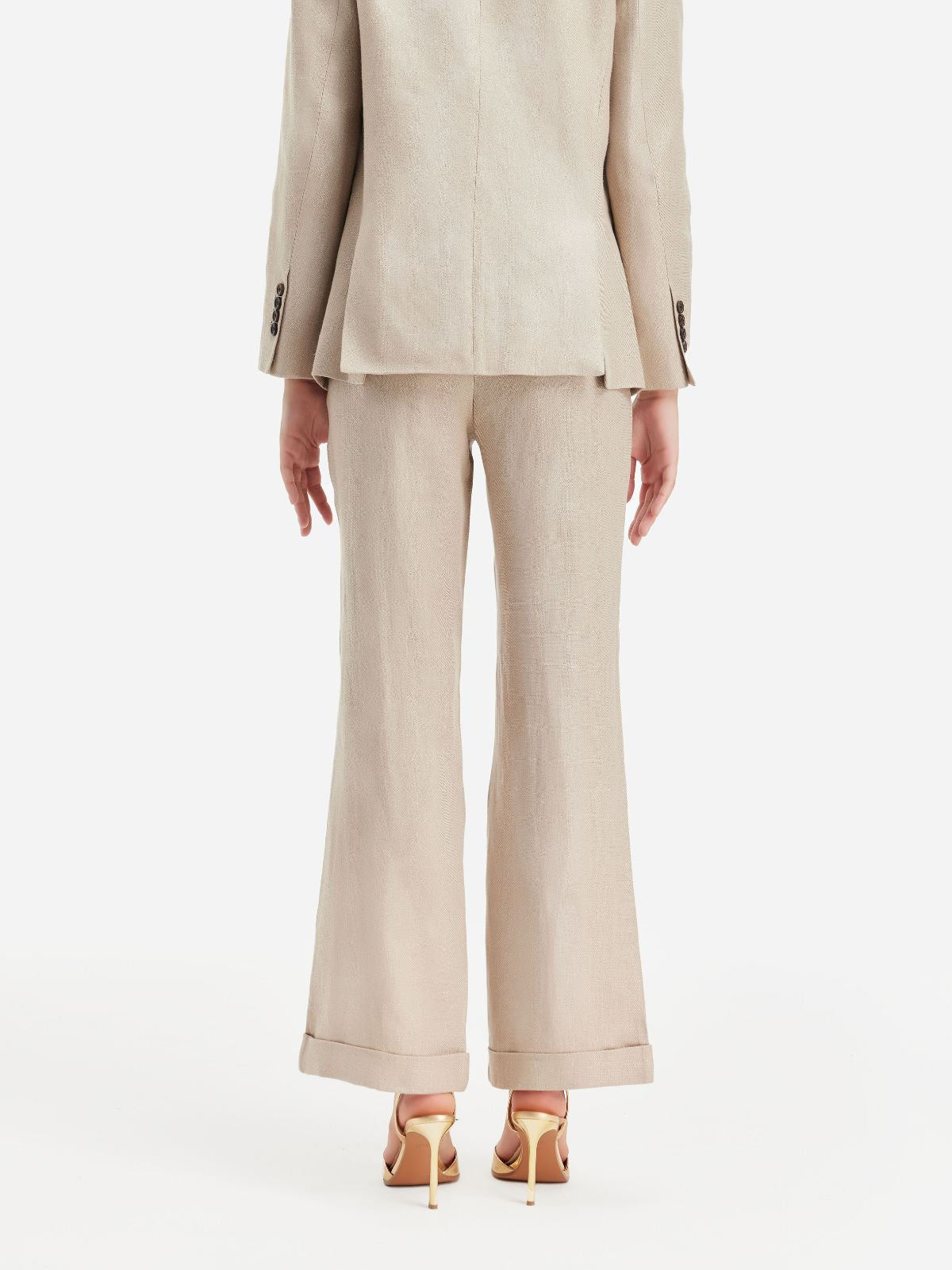 Minimalist Metallic Linen Pants