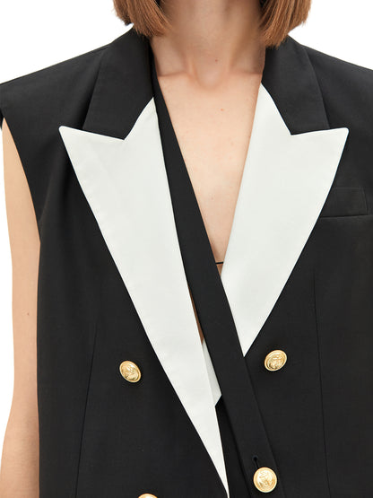 Tailored Contrast Suit Vest