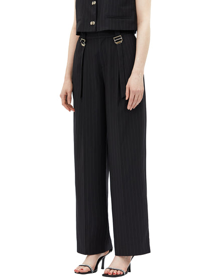 Clasp Pin Striped Suit Pants