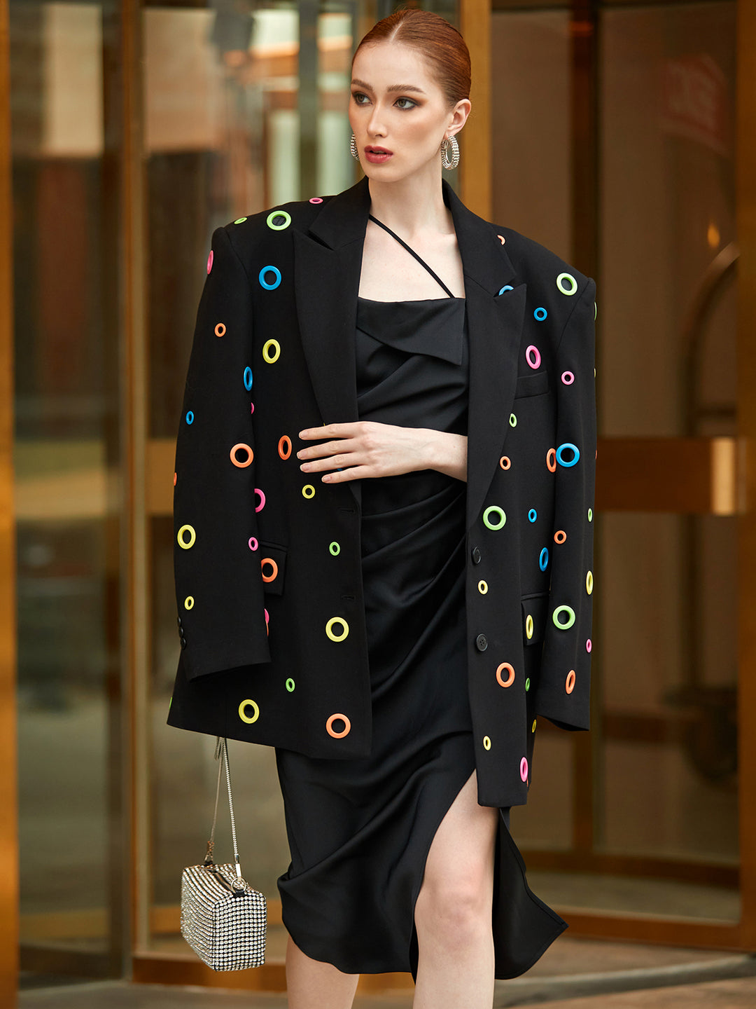 Colored Eyelet Tailored Blazer