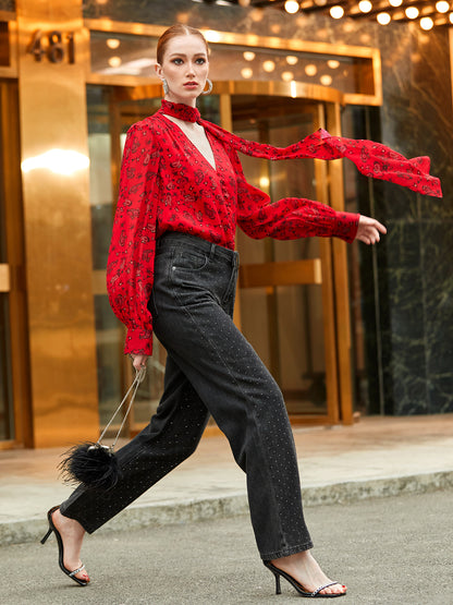 Red Ribbon Blouse