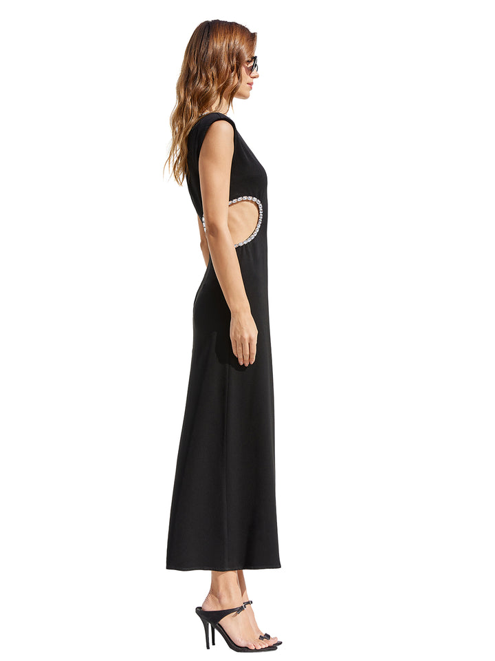 Textured Acetate Hand-Beaded Cut Out Maxi Dress