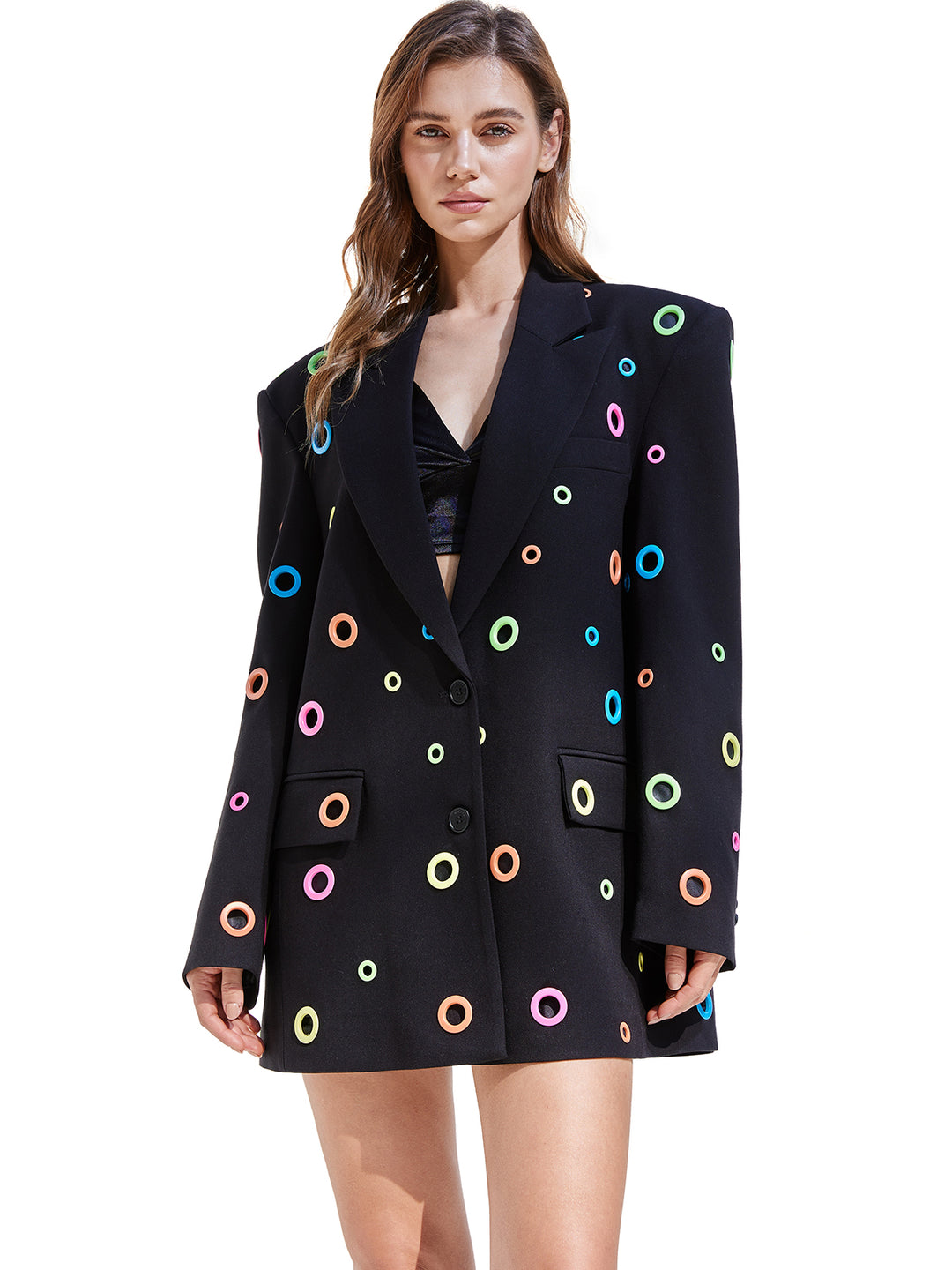 Colored Eyelet Tailored Blazer