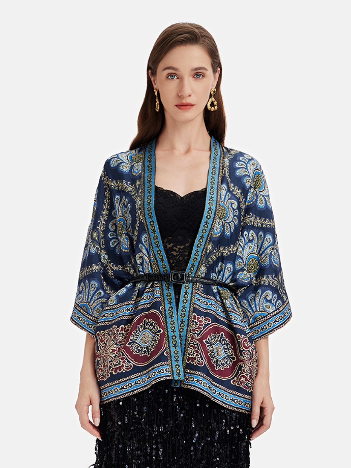 Mulberry Silk Printed Cardigan