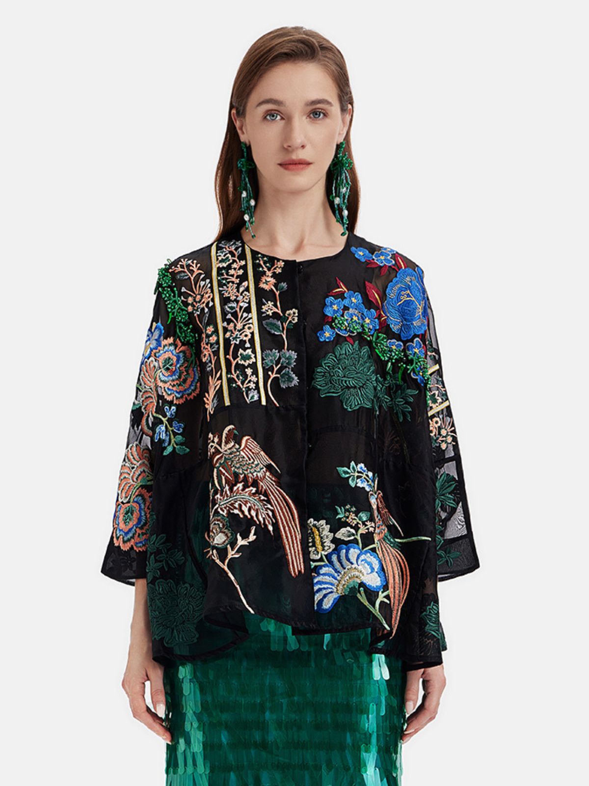 Mulberry Silk Embroidered Cardigan