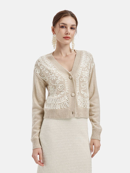 Embroidered Cashmere Cardigan