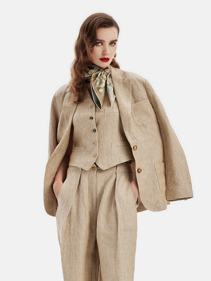 French Linen Notched Lapel Coat