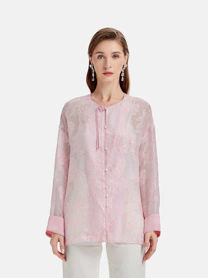 Silk Jacquard Embroidered Cardigan