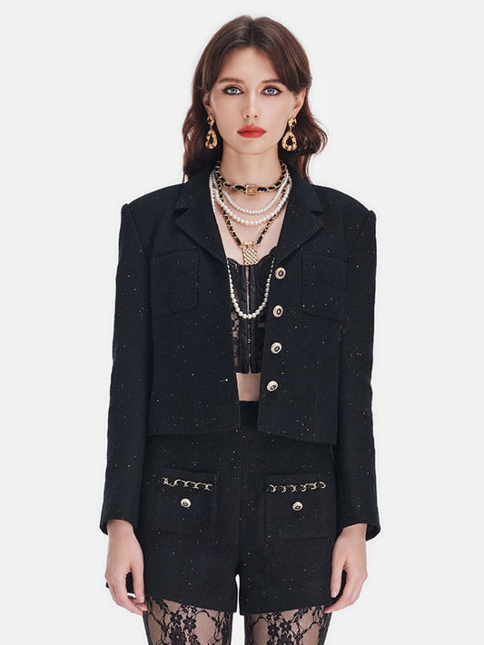 Knit Wool Sequin-Embellished Jacket